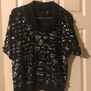 Black and silver metallic top